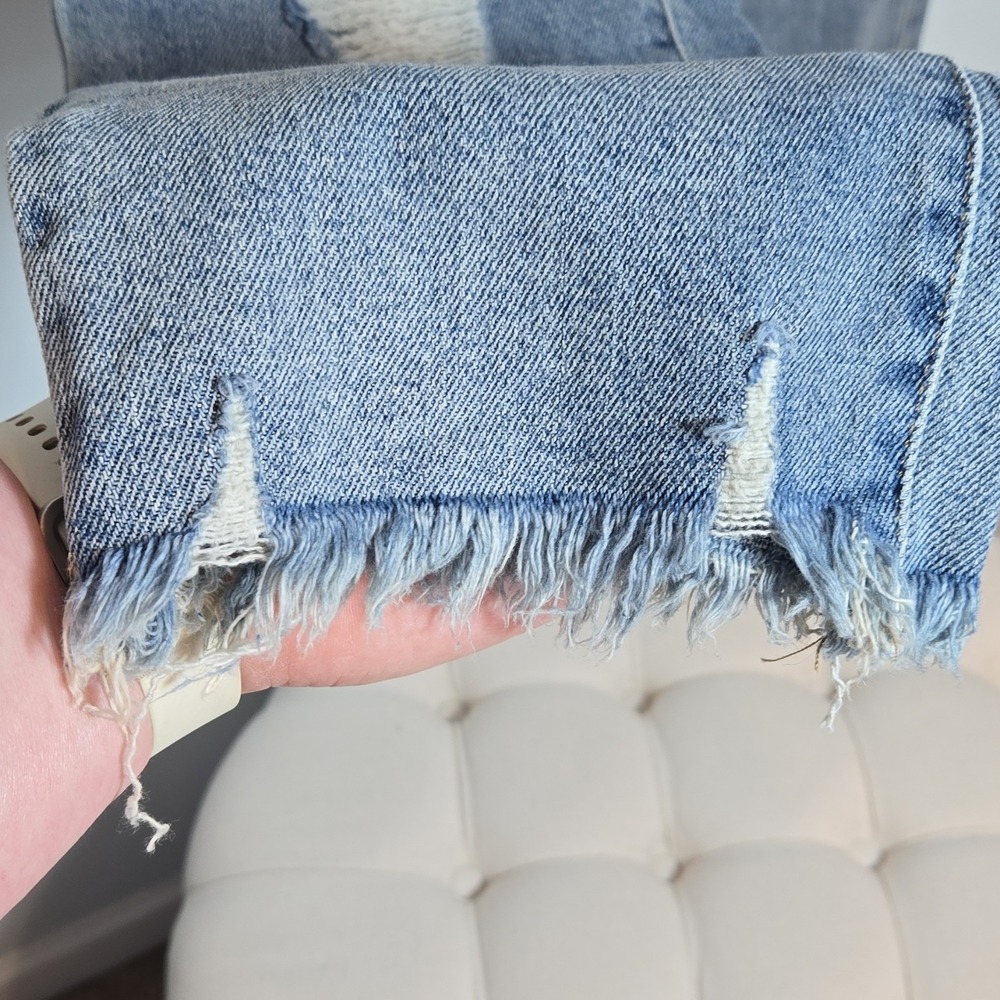 SO High Rise Straight Distressed Jeans Womens 5/27W Blue Authentic Stretch - Picture 4 of 7